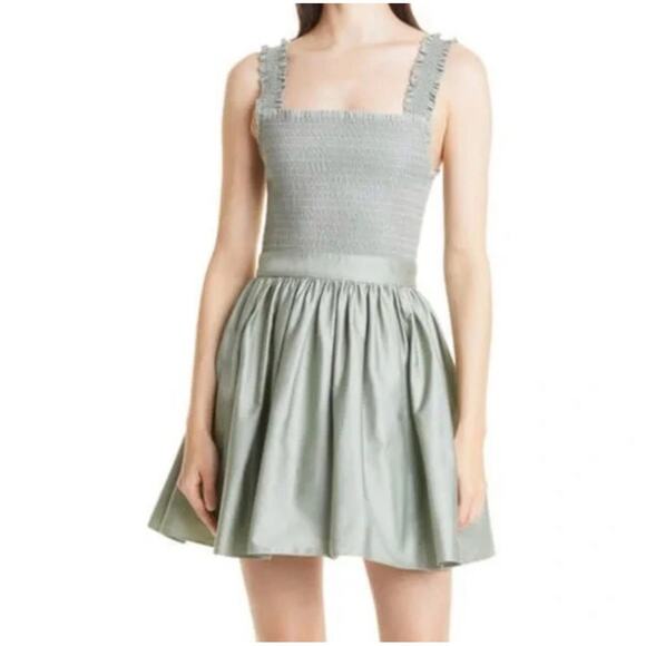 Alice + Olivia Dresses & Skirts - Alice + Olivia Barrett Smocked Cotton Party Dress Sage Green Size 2 – Mini